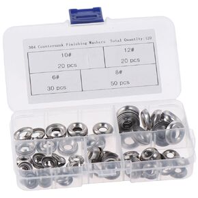 FEIYING 120Pcs Countersunk Washers Finishing Cup Countersunk Washer Assortment Kit, 6#8#10#12 304 Stainless Steel Finish Washers