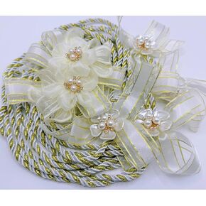 White Lazo para Boda,Lasso Rope Handfasting Cord Wedding White Gold Embellishment Accent Rope Lazo Cord Catholic Wedding Lasso Bridal Gift
