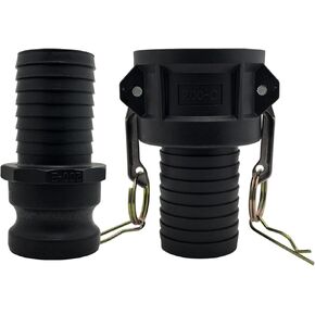 Camlock Fittings 2 Inch Type C & E Polypropylene Cam and Groove Hose Fitting Kit with 2" Female & Male Camlock x 2" Hose Shank (Hose Barb), Cam and Groove Hose Couplings