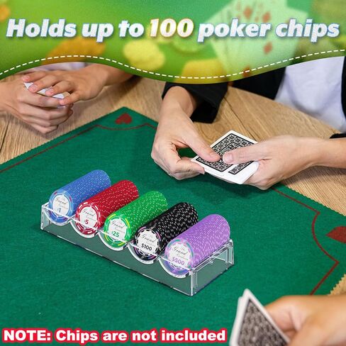 Cosmos 2 Pcs Poker Chip Holder Acrylic Poker Chip Tray Rack Chips Storage Display Case, Each Holds 100 Chips, Poker Table Dealer Chips Tray for Home Party Club in Saudi Arabia