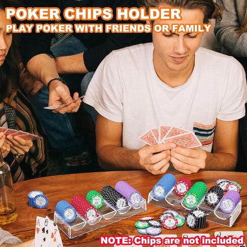 Cosmos 2 Pcs Poker Chip Holder Acrylic Poker Chip Tray Rack Chips Storage Display Case, Each Holds 100 Chips, Poker Table Dealer Chips Tray for Home Party Club in Saudi Arabia