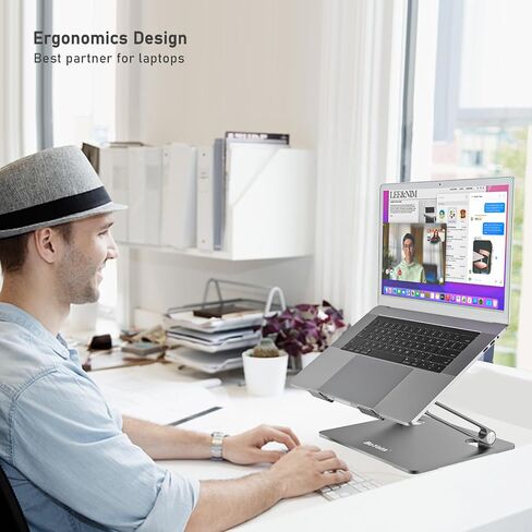 BoYata Laptop Stand, Adjustable Aluminum Riser for 15-Inch Laptops, Silver in Kuwait