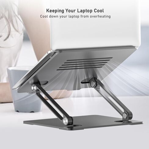 BoYata Laptop Stand, Adjustable Aluminum Riser for 15-Inch Laptops, Silver in Kuwait