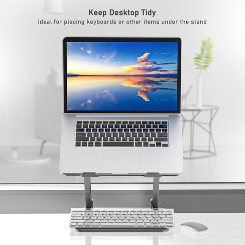 BoYata Laptop Stand, Adjustable Aluminum Riser for 15-Inch Laptops, Silver in Kuwait