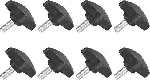 uxcell 8Pcs Tee Wing Knobs Thumb Screws, M6 x 14mm Clamping Screw Knob Male Thread Carbon Steel T Shaped Thumb Screws Handle 36mm Dia. for Hand Tightening Knob Replacement, Black in Saudi Arabia