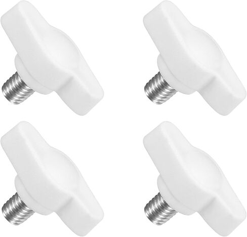 uxcell 4Pcs Tee Wing Knobs Thumb Screws, M6 x 8mm Clamping Screw Knob Male Thread 304 Stainless Steel T Shaped Thumb Screws Handle 27mm Dia. for Hand Tightening Knob Replacement, White in Saudi Arabia