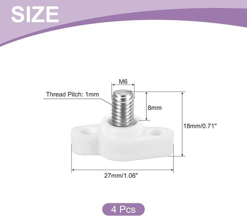 uxcell 4Pcs Tee Wing Knobs Thumb Screws, M6 x 8mm Clamping Screw Knob Male Thread 304 Stainless Steel T Shaped Thumb Screws Handle 27mm Dia. for Hand Tightening Knob Replacement, White in Saudi Arabia
