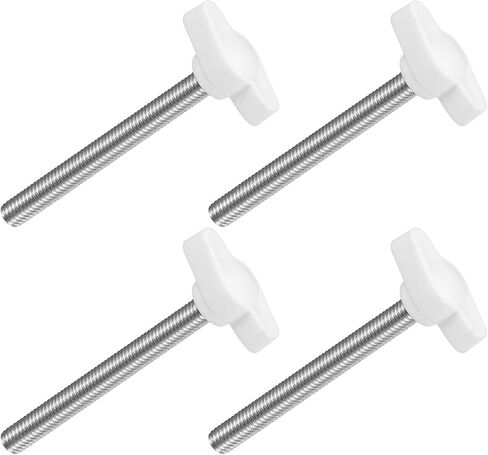 uxcell 4Pcs Tee Wing Knobs Thumb Screws, M6 x 8mm Clamping Screw Knob Male Thread 304 Stainless Steel T Shaped Thumb Screws Handle 27mm Dia. for Hand Tightening Knob Replacement, White in Saudi Arabia