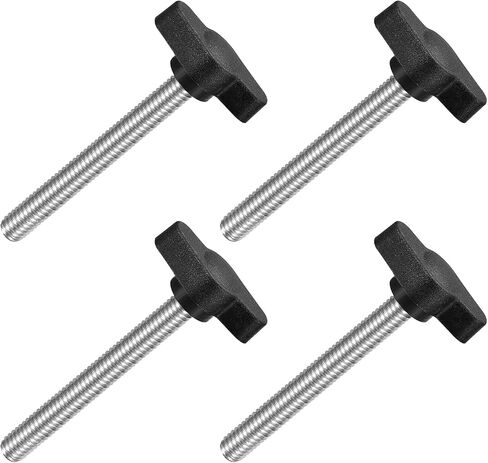 uxcell 4Pcs Tee Wing Knobs Thumb Screws, M6 x 8mm Clamping Screw Knob Male Thread 304 Stainless Steel T Shaped Thumb Screws Handle 27mm Dia. for Hand Tightening Knob Replacement, White in Saudi Arabia