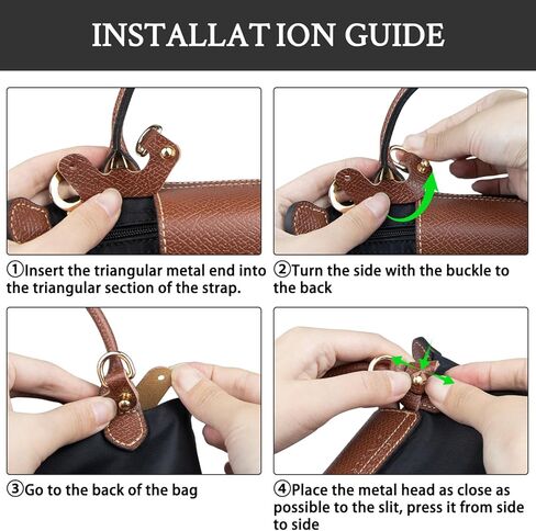 Crossbody Strap Replacement for Longchamp Le Pliage Original Pouch with Handle Mini Bag Adjustable Conversion Kit for Long Champ(Width:12mm,Color:Brown) in Kuwait