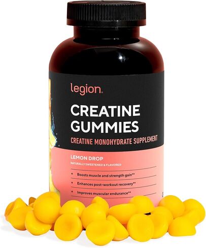 LEGION Creatine Monohydrate Gummies - Clean Creatine Gummies for Muscle Gain, Improving Endurance & Post Workout Recovery - Creatine Supplement for Maximum Absorption (150 Lemon Drop Gummies) in Kuwait