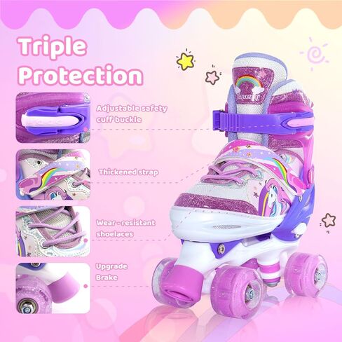 Roller Skates for Girls Boys Kids,4 Size Adjustable with Light Up Wheels Beginner Skates Small in Saudi Arabia