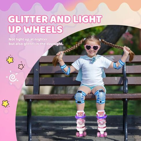 Roller Skates for Girls Boys Kids,4 Size Adjustable with Light Up Wheels Beginner Skates Small in Saudi Arabia
