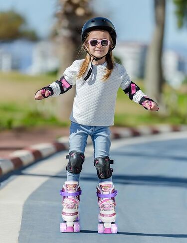 Roller Skates for Girls Boys Kids,4 Size Adjustable with Light Up Wheels Beginner Skates Small in Saudi Arabia