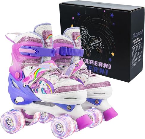 Roller Skates for Girls Boys Kids,4 Size Adjustable with Light Up Wheels Beginner Skates Small in Saudi Arabia