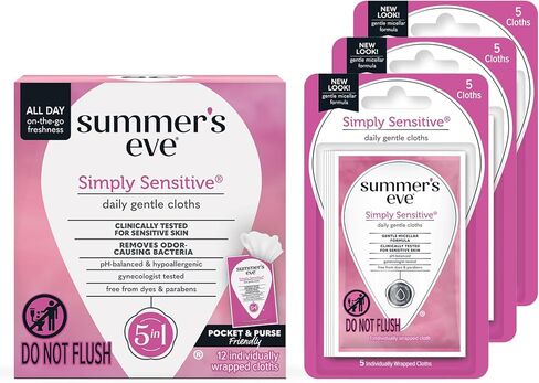 مناديل مبللة للبشرة الحساسة من سمرز ايف، عبوة مكونة من 12 منديلًا ومناديل مبللة للبشرة الحساسة ببساطة، 5 قطع عبوة من 3 قطع in Kuwait