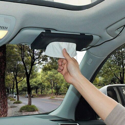 Car Tissue Holder with 7 Refill, Car Tissues Box, Car Napkin Case, Car Tissue Paper Refill for Car, Leather Tissue Dispenser for Car Visor Beige in Saudi Arabia