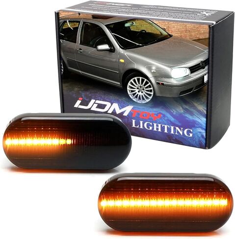 iJDMTOY Smoked Lens Amber Full LED Front Side Marker Light Kit Compatible With Volkswagen MK4 Jetta GTI R32 Beetle etc., Powered by 15-SMD LED, Replace OEM Sidemarker Lamps in Saudi Arabia