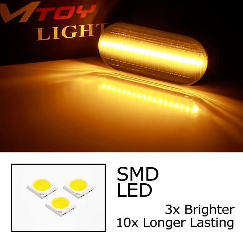 iJDMTOY Smoked Lens Amber Full LED Front Side Marker Light Kit Compatible With Volkswagen MK4 Jetta GTI R32 Beetle etc., Powered by 15-SMD LED, Replace OEM Sidemarker Lamps in Saudi Arabia