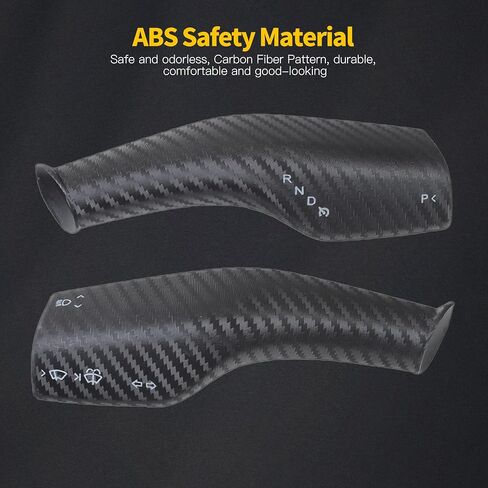 HSB Car Gear Shift Lever Covers Compatible for Tesla Model 3 Y, Carbon Fiber Pattern Steering Lever Covers, Car Column Shift Knob Protection Cover, ABS Plastic in Saudi Arabia