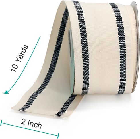 CT CRAFT LLC Ivory Cotton Red Stripes Ribbon 3/8" x 10 Yards for Home Décor Gift Present Wrapping DIY Crafts Birthday Wedding Bouquet Christmas in Kuwait