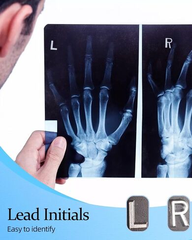 علامات الأشعة السينية Plifal مع الأحرف الأولى من الرصاص - علامات الأشعة السينية اللامعة من الراتنج الأزرق والأصفر مع حرف تتضمن شريطًا لاصقًا قابلاً لإعادة الاستخدام لشارة طبيب الأشعة الممرضة، سهل التعرف عليه in Saudi Arabia