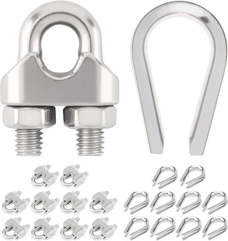 10pcs 1/4 Inch Cable Clamps,10pcs M6 Stainless Steel Wire Rope Thimbles, M6 Wire Rope Clip U Bolt Saddle Fastener Cable Thimbles Rigging for 1/4" Diameter 6mm Steel Wire Rope in Saudi Arabia
