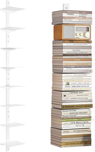 Invisible Floating Bookshelf for Wall, 4 Tier Vertical Spine Bookshelves for Wall, Heavy-Duty Metal Vertical Bookshelf for Home Office, Floating Bookshelf Vertical 2 Pack White in Saudi Arabia