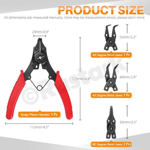 312Pcs 4 in 1 Snap Ring Pliers with M1.5-M10 Black E-Clip Circlip Retaining Rings Assortment Kit and M4-M28 C-Clip External Snap Rings Assortment Kit with Tweezers in Saudi Arabia