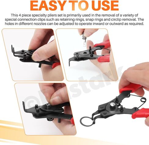 312Pcs 4 in 1 Snap Ring Pliers with M1.5-M10 Black E-Clip Circlip Retaining Rings Assortment Kit and M4-M28 C-Clip External Snap Rings Assortment Kit with Tweezers in Saudi Arabia