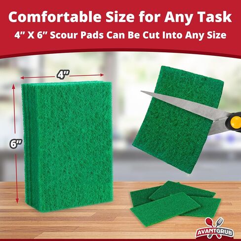 Green Sustainable 10 Pack Cleaning Scour Pads by Avant Grub. Powerful Stain Remover for Cookware. Easily Remove Grease and Residues. Eco-Friendly Solution for Kitchen Cleaning. in Saudi Arabia