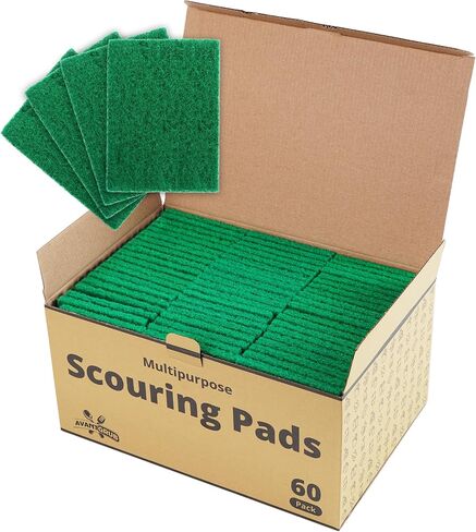 Green Sustainable 10 Pack Cleaning Scour Pads by Avant Grub. Powerful Stain Remover for Cookware. Easily Remove Grease and Residues. Eco-Friendly Solution for Kitchen Cleaning. in Saudi Arabia