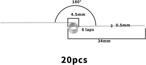 20Pcs 304 Stainless Steel Torsion Spring 4.5mm OD 180° Deflection Straight Torsion Spring for DIY Woodworking Furniture Repair Project in Saudi Arabia