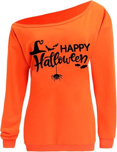 lymanchi Women Halloween Off Shoulder Sweatshirt Casual Loose Sexy Pullover Tops in Saudi Arabia