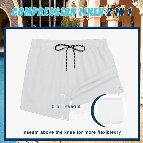 COOFANDY Men Swim Trunk with Compression Liner 2 in 1 Swimwear Bathing Suit Quick Dry Board Short in Saudi Arabia