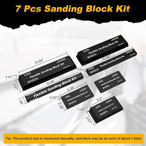 Nisorpa 7 قطع من مكعبات الصنفرة، مجموعة صنفرة جافة أو رطبة، كتل صنفرة مرنة من إسفنج EVA، هيكل تلقائي لأدوات الكي الخشبية والبلاستيك، بدون ورق صنفرة in Kuwait
