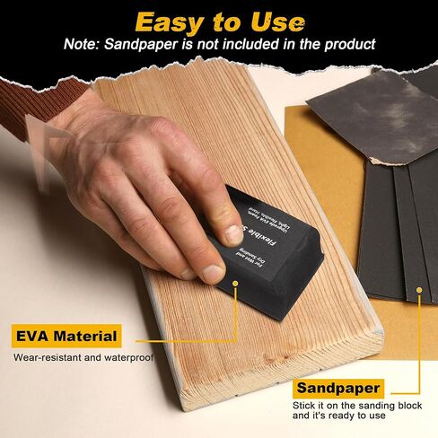 Nisorpa 7 قطع من مكعبات الصنفرة، مجموعة صنفرة جافة أو رطبة، كتل صنفرة مرنة من إسفنج EVA، هيكل تلقائي لأدوات الكي الخشبية والبلاستيك، بدون ورق صنفرة in Kuwait