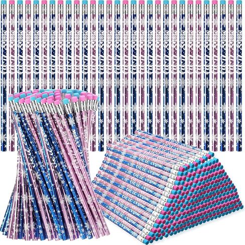 Ireer Snowflake Pencils Bulk Christmas Winter Pencils for Kids Holiday Pencils with Erasers for Christmas Gift School Student Prize Party Favor Supplies(120 Pcs) in Kuwait