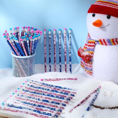 Ireer Snowflake Pencils Bulk Christmas Winter Pencils for Kids Holiday Pencils with Erasers for Christmas Gift School Student Prize Party Favor Supplies(120 Pcs) in Kuwait