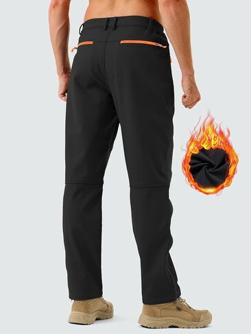 Snow Pants Men Ski Waterproof Pants Softshell Snowboard Pants Outdoor Hiking Fleece Lined Zipper Bottom Leg in Saudi Arabia