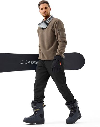 Snow Pants Men Ski Waterproof Pants Softshell Snowboard Pants Outdoor Hiking Fleece Lined Zipper Bottom Leg in Saudi Arabia