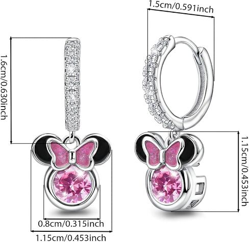 Elensan Sterling Silver Earrings for Women Fashion Cartilage Huggie Hoop Charms Mouse Earrings with CZ Hypoallergenic Jewelry Birthday Gift for Women in Saudi Arabia