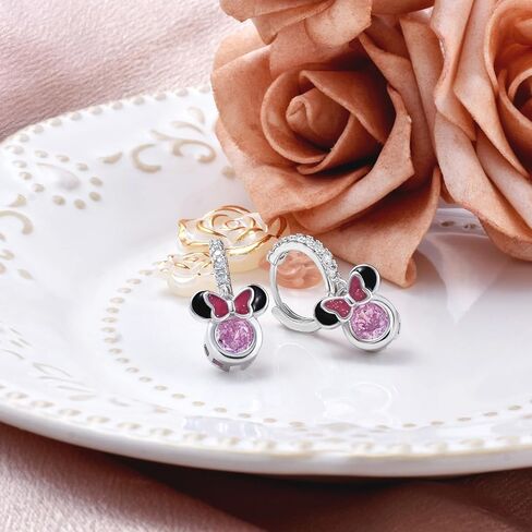 Elensan Sterling Silver Earrings for Women Fashion Cartilage Huggie Hoop Charms Mouse Earrings with CZ Hypoallergenic Jewelry Birthday Gift for Women in Saudi Arabia