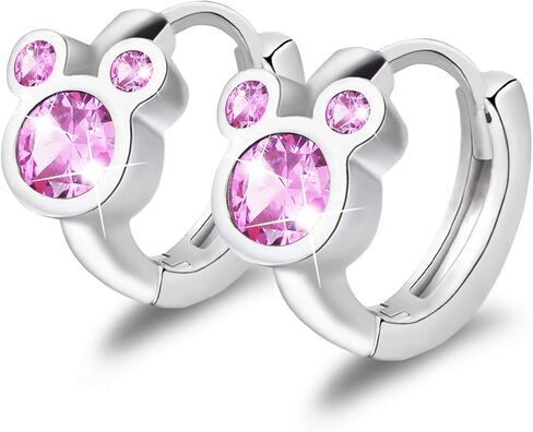 Elensan Sterling Silver Earrings for Women Fashion Cartilage Huggie Hoop Charms Mouse Earrings with CZ Hypoallergenic Jewelry Birthday Gift for Women in Saudi Arabia