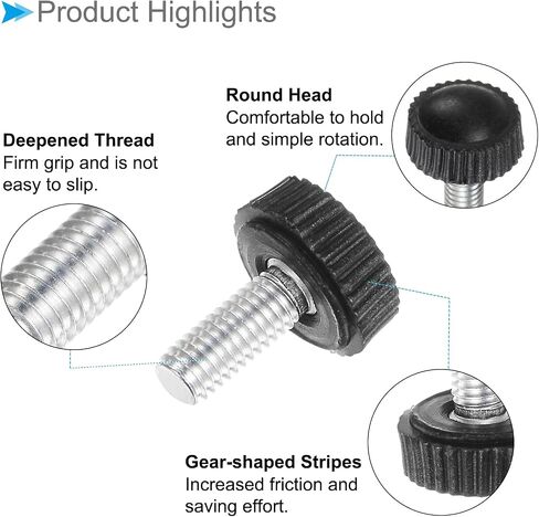 مقابض برغي الإبهام، خيط ذكر M5 × 12 مم، مقبض مقابض يدوية برأس مستدير أسود، (التطبيقات: لمخارط الآلات)، 30 قطعة in Saudi Arabia