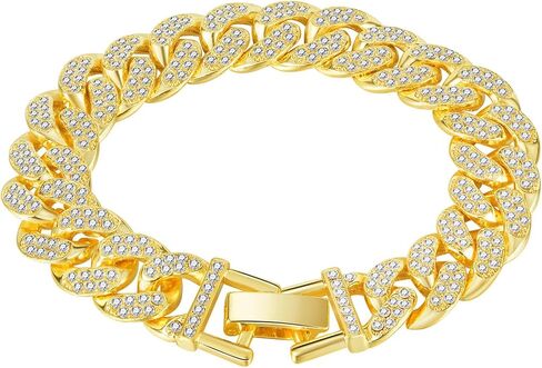 Hip Hop Iced Out Rhinestones Bracelet Alloy Link Chain Bracelet in Saudi Arabia