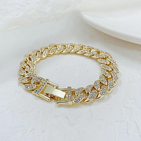 Hip Hop Iced Out Rhinestones Bracelet Alloy Link Chain Bracelet in Saudi Arabia