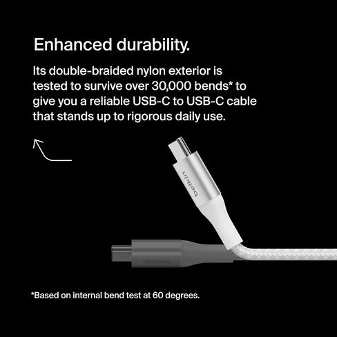 كابل طاقة Belkin BoostCharge USB-C إلى USB-C (2 متر، 6.6 قدم)، كابل شحن سريع مع توصيل طاقة 240 واط، معتمد USB-IF، متوافق مع MacBook Pro وChromebook وSamsung Galaxy وiPad والمزيد - أسود in Kuwait