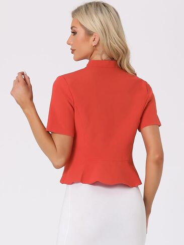 Allegra K Casual Business Cropped Blazer for Women's Short Sleeve Collarless Open Front Cardigan Work Jacket Shrug in Saudi Arabia