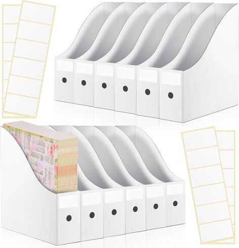 Thenshop 6 Pieces 12 x 12 Scrapbook Paper Organizer Vertical Storage Bin for Holding 12" x 12" Papers, Scrapbook Papers, Vinyl Sheets, Cardstocks, Magazine, File, Document, White in Saudi Arabia